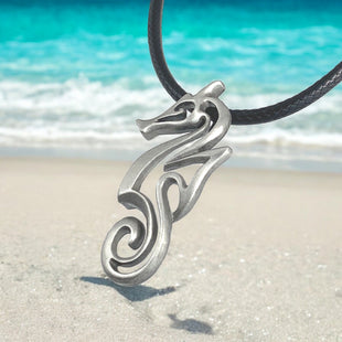 Seahorse Necklace - "Polo" - Pewter on Eco Cord