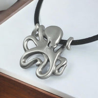 Octopus Pendant Necklace – "Leggs" - Pewter on Cotton Cord