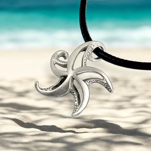 Starfish Necklace - "Starry" - Pewter on Cord