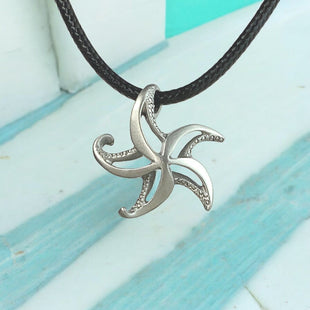 Starfish Necklace - "Starry" - Pewter on Cord