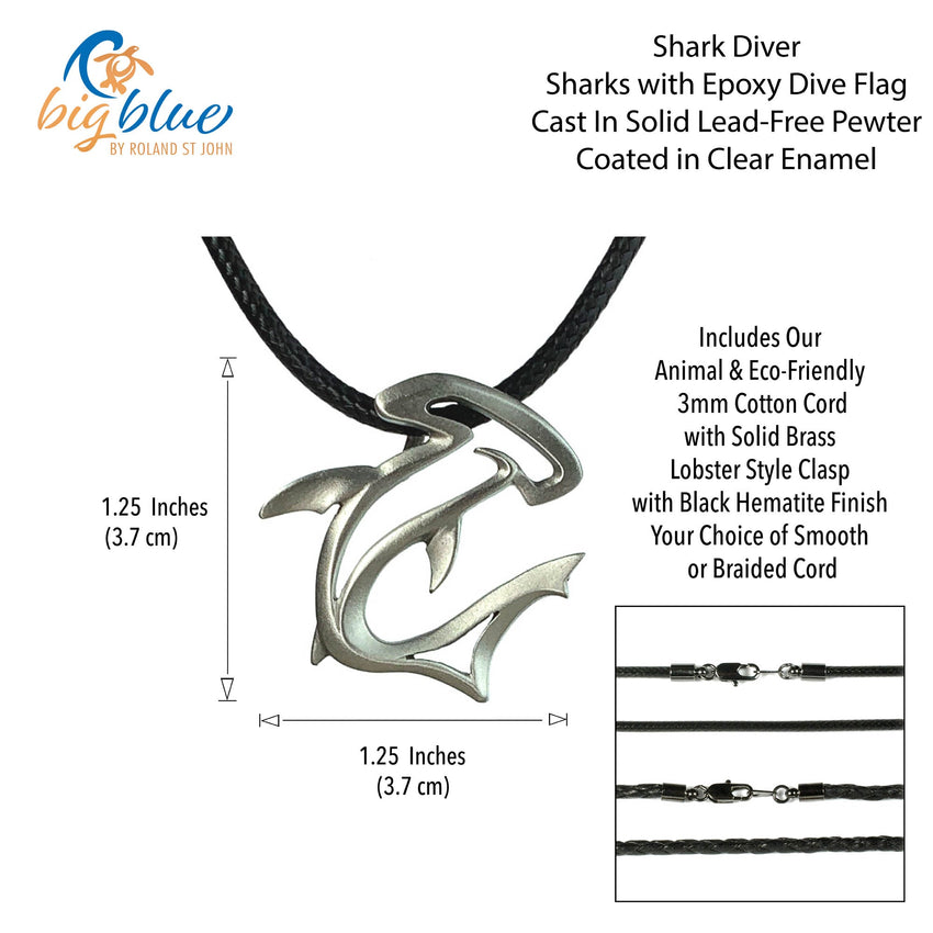 Hammerhead Shark Necklace – “The Hammer” - Pewter Pendant on Cord