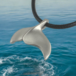 Whale Tail / Fluke Pendant – Sealife Collection - Recycled Pewter on Cotton Cord