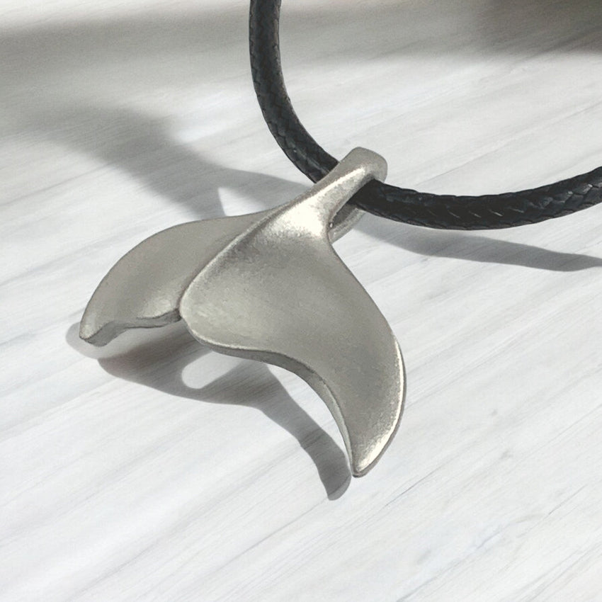 Whale Tail / Fluke Pendant – Sealife Collection - Recycled Pewter on Cotton Cord
