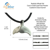 Whale Tail / Fluke Pendant – Sealife Collection - Recycled Pewter on Cotton Cord