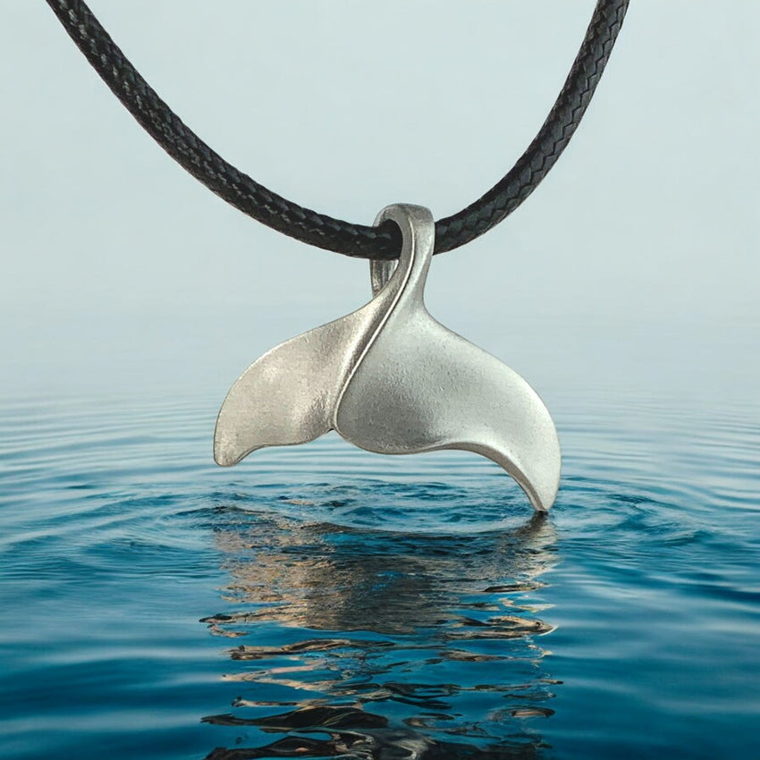 Whale Tail / Fluke Pendant – Sealife Collection - Recycled Pewter on Cotton Cord