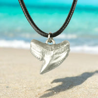 Shark Tooth Necklace – “Emma” Tiger Shark - Pewter on Cord