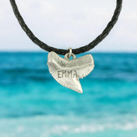 Shark Tooth Necklace – “Emma” Tiger Shark - Pewter on Cord