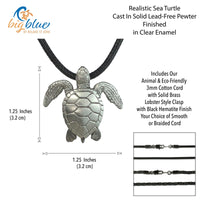Sea Turtle Necklace- Sealife Collection - Pewter on Cord