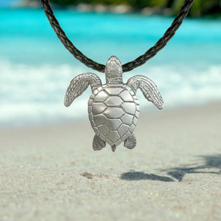 Sea Turtle Necklace- Sealife Collection - Pewter on Cord