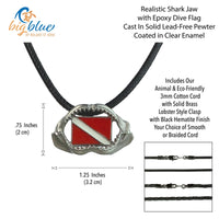 Shark Jaw Necklace with Dive Flag – Diver’s Collection – Pewter Pendant