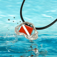 Shark Jaw Necklace with Dive Flag – Diver’s Collection – Pewter Pendant