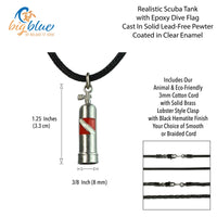 Scuba Tank Necklace with Dive Flag – Diver’s Collection - Pewter on Cord