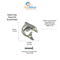 Dolphin Drawer Pull/Knob – Home Decor – Pewter with Nickel or Brass Finish