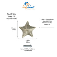 Starfish Drawer Pull/Knob – Home Decor – Pewter with Nickel or Brass Finish