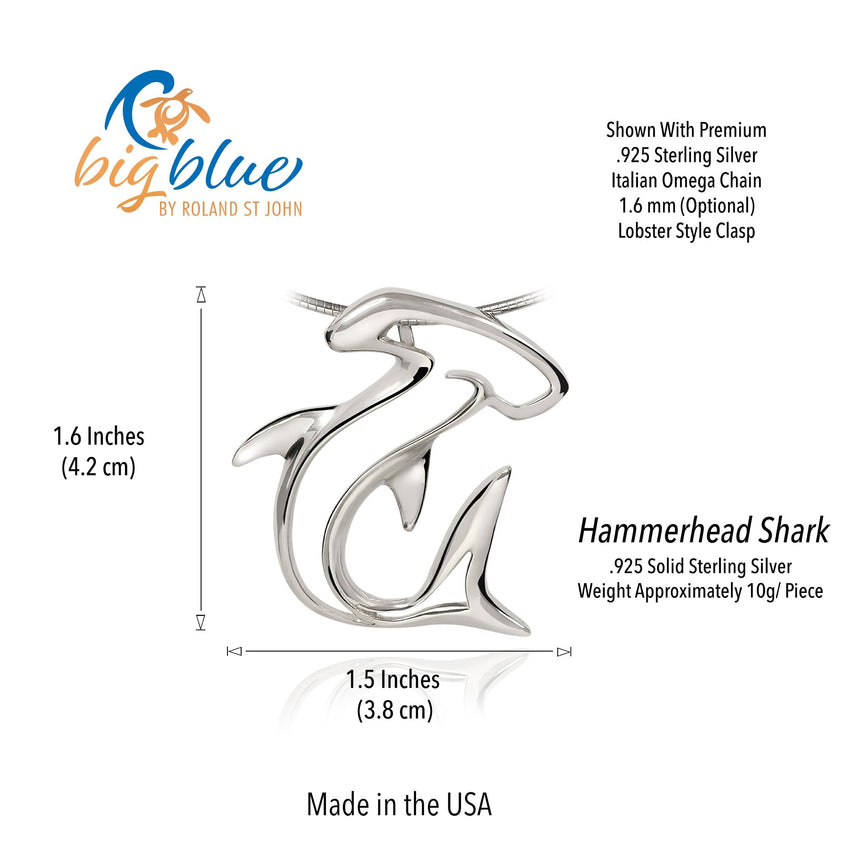 Hammerhead Shark Pendant Necklace – Seaplicity Collection – Sterling Silver