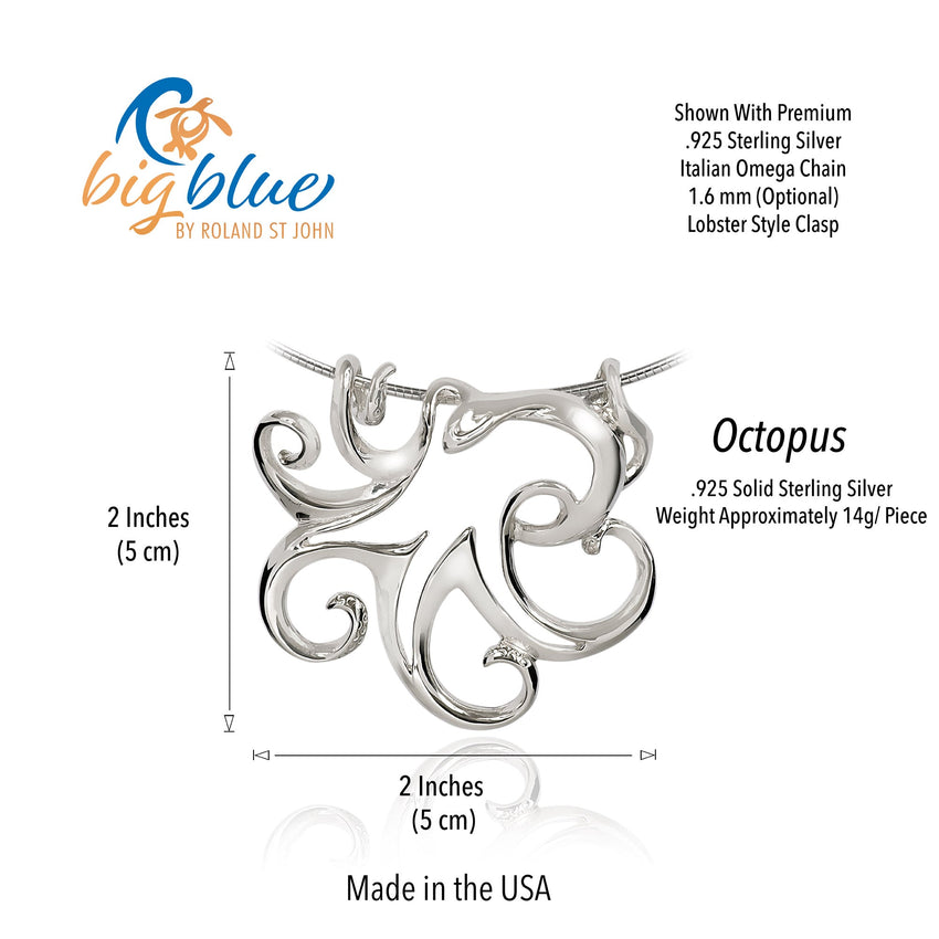 Octopus Pendant – Seaplicity Collection – Sterling Silver