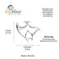 Manta Ray Necklace – Seaplicity Collection – Sterling Silver