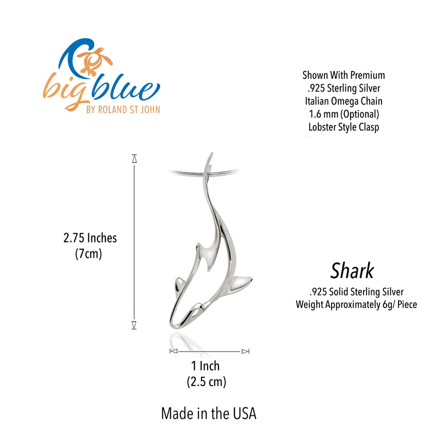 Grey Reef Shark Pendant – Seaplicity Collection – Sterling Silver