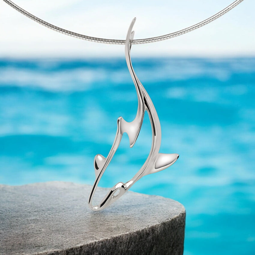 Grey Reef Shark Pendant – Seaplicity Collection – Sterling Silver