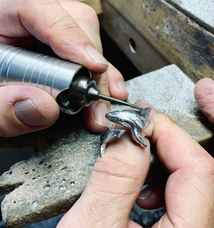 Shark Adjustable Ring - Sea Life Collection - Sterling Silver