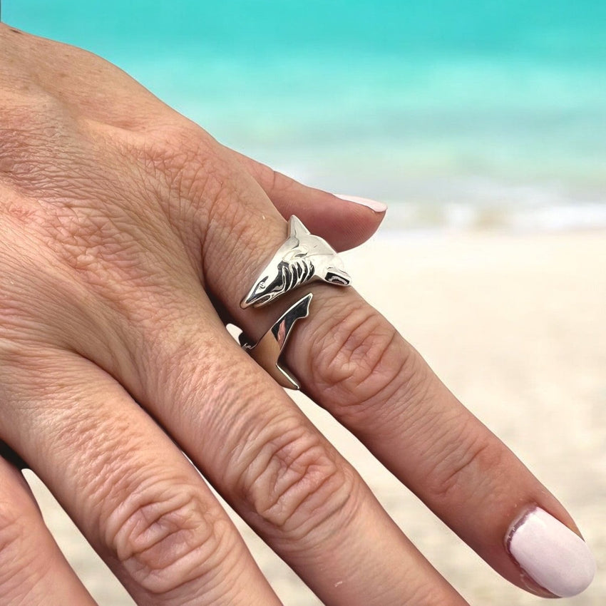 Shark Adjustable Ring - Sea Life Collection - Sterling Silver