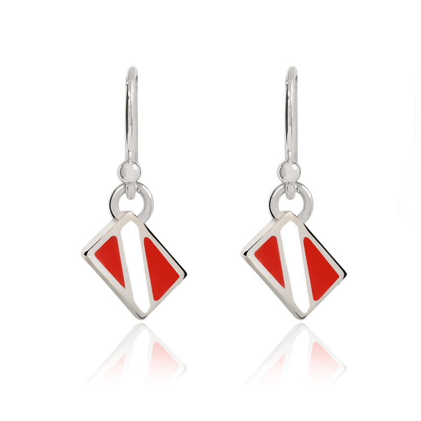 Dive Flag Drop Earrings – Diver’s Collection – Sterling Silver