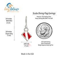 Dive Flag Drop Earrings – Diver’s Collection – Sterling Silver