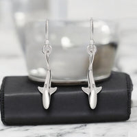 Reef Shark Drop Earrings – Sealife Collection - Sterling Silver