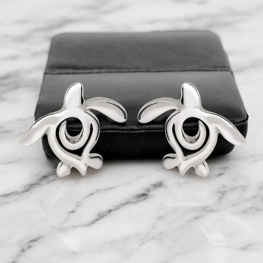 Sea Turtle "Honu" Post/Stud Earrings – Ocean Traveler Collection – Sterling Silver