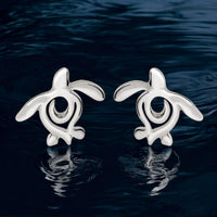Sea Turtle "Honu" Post/Stud Earrings – Ocean Traveler Collection – Sterling Silver