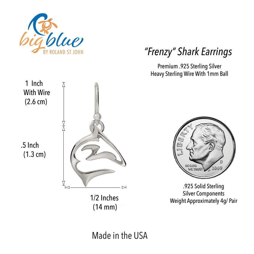 Shark Drop Earrings – "Frenzy" – Sterling Silver