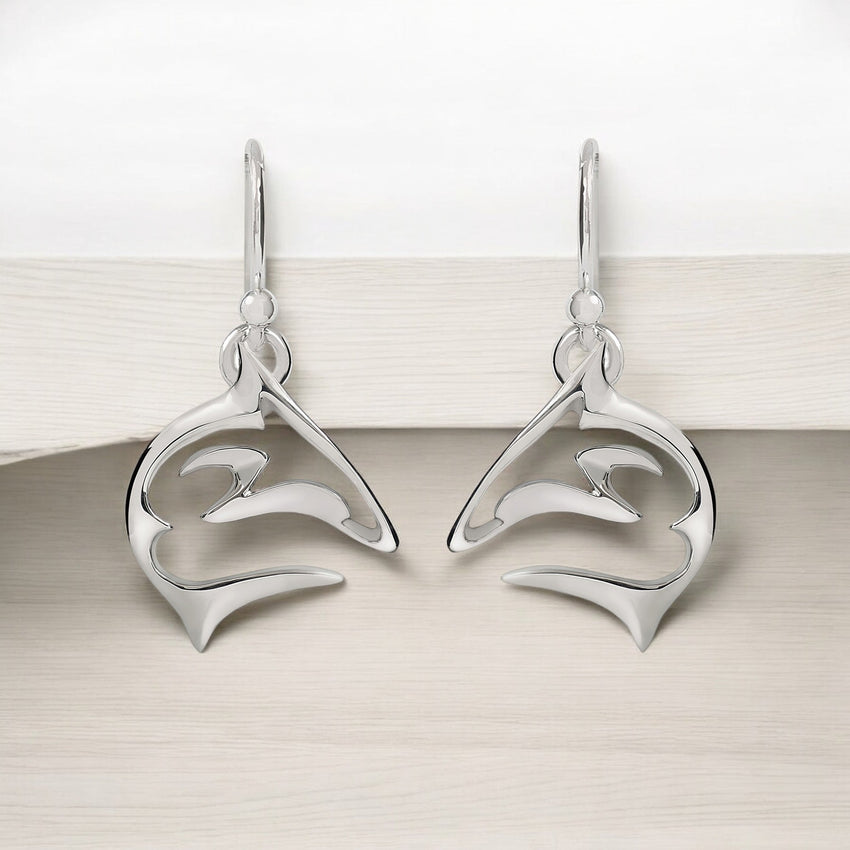 Shark Drop Earrings – "Frenzy" – Sterling Silver