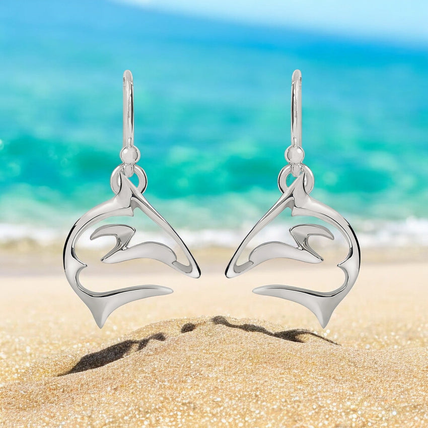 Shark Drop Earrings – "Frenzy" – Sterling Silver