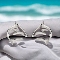 Shark Post/Stud Earrings – “Frenzy” Design – Sterling Silver
