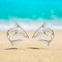 Shark Post/Stud Earrings – “Frenzy” Design – Sterling Silver