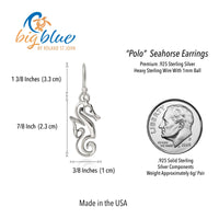 Seahorse Drop Earrings – "Polo" - Sterling Silver