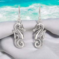 Seahorse Drop Earrings – "Polo" - Sterling Silver