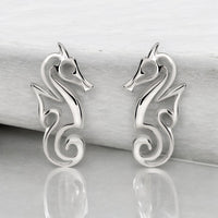 Seahorse Post/Stud Earrings – "Polo" - Sterling Silver
