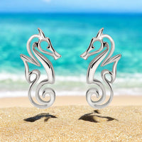 Seahorse Post/Stud Earrings – "Polo" - Sterling Silver