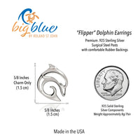Dolphin Post/Stud Earrings – "Flipper" – Sterling Silver