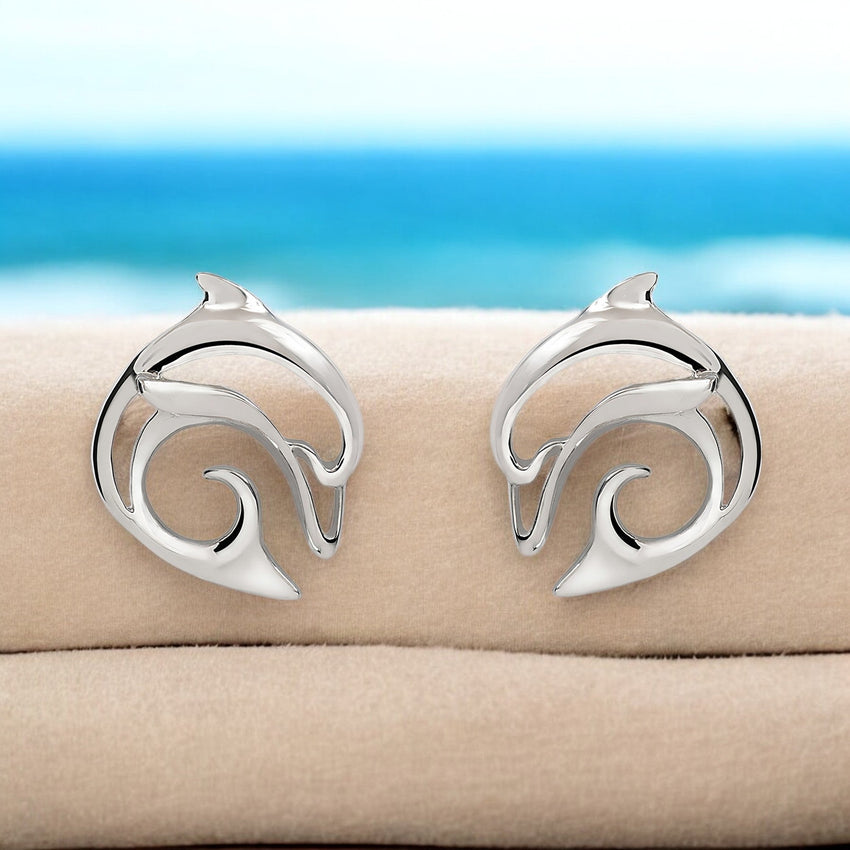 Dolphin Post/Stud Earrings – "Flipper" – Sterling Silver