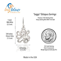 Octopus Drop Earrings – "Leggs" - Sterling Silver