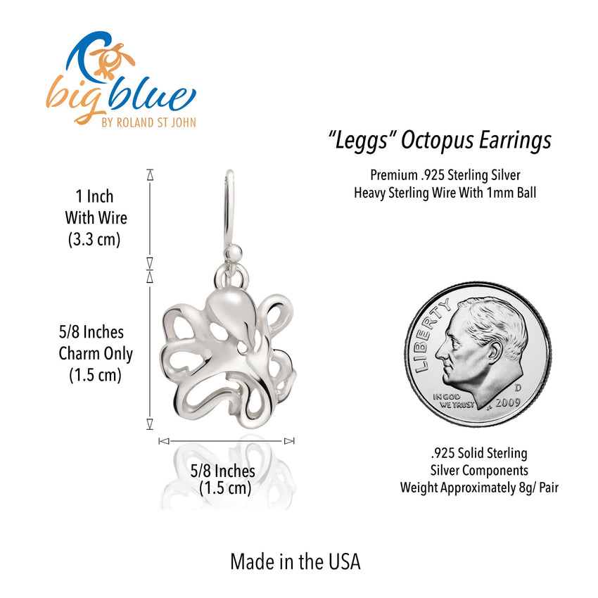 Octopus Drop Earrings – "Leggs" - Sterling Silver