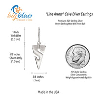 Line Arrow Drop Earrings – Cave Diving Collection - Sterling Silver