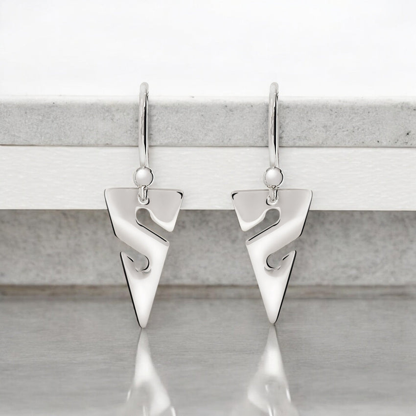 Line Arrow Drop Earrings – Cave Diving Collection - Sterling Silver