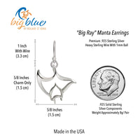 Manta Ray Drop Earrings – "Big Ray" – Sterling Silver