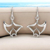 Manta Ray Drop Earrings – "Big Ray" – Sterling Silver
