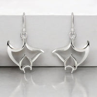 Manta Ray Drop Earrings – "Big Ray" – Sterling Silver