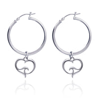 Ocean Wave Heart Hoop Earrings – Ocean Wave Heart Collection - Sterling Silver