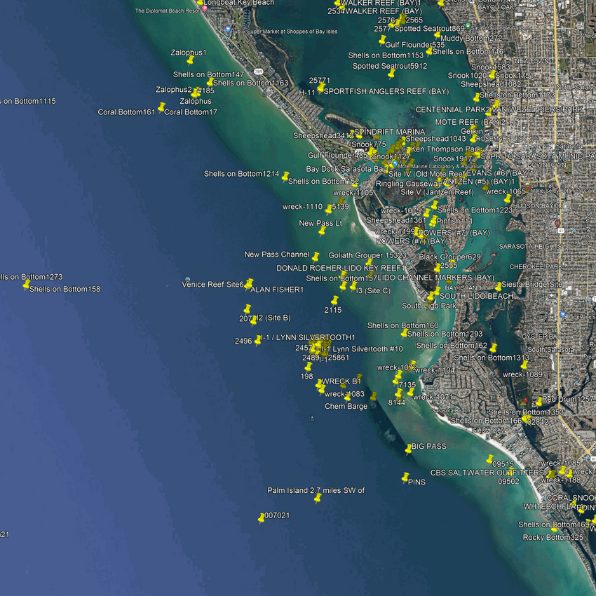 Sarasota Fishing Spots - Nearshore Numbers
